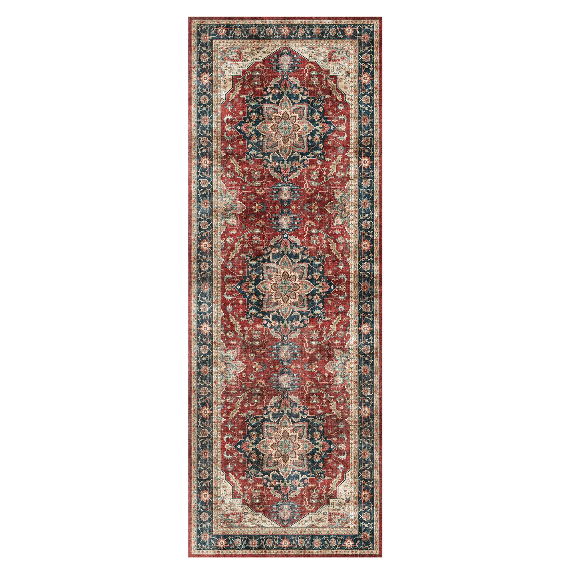 Crystal Print Soha Traditional Moroccan Red Area Rug, 2x6