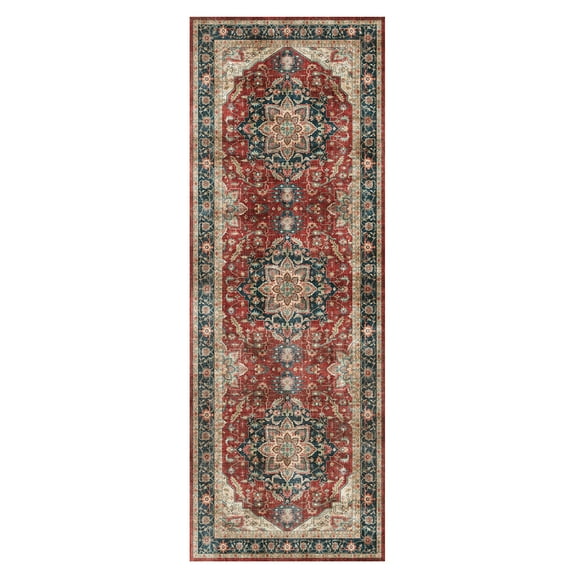 Crystal Print Soha Traditional Moroccan Red Area Rug, 2x6