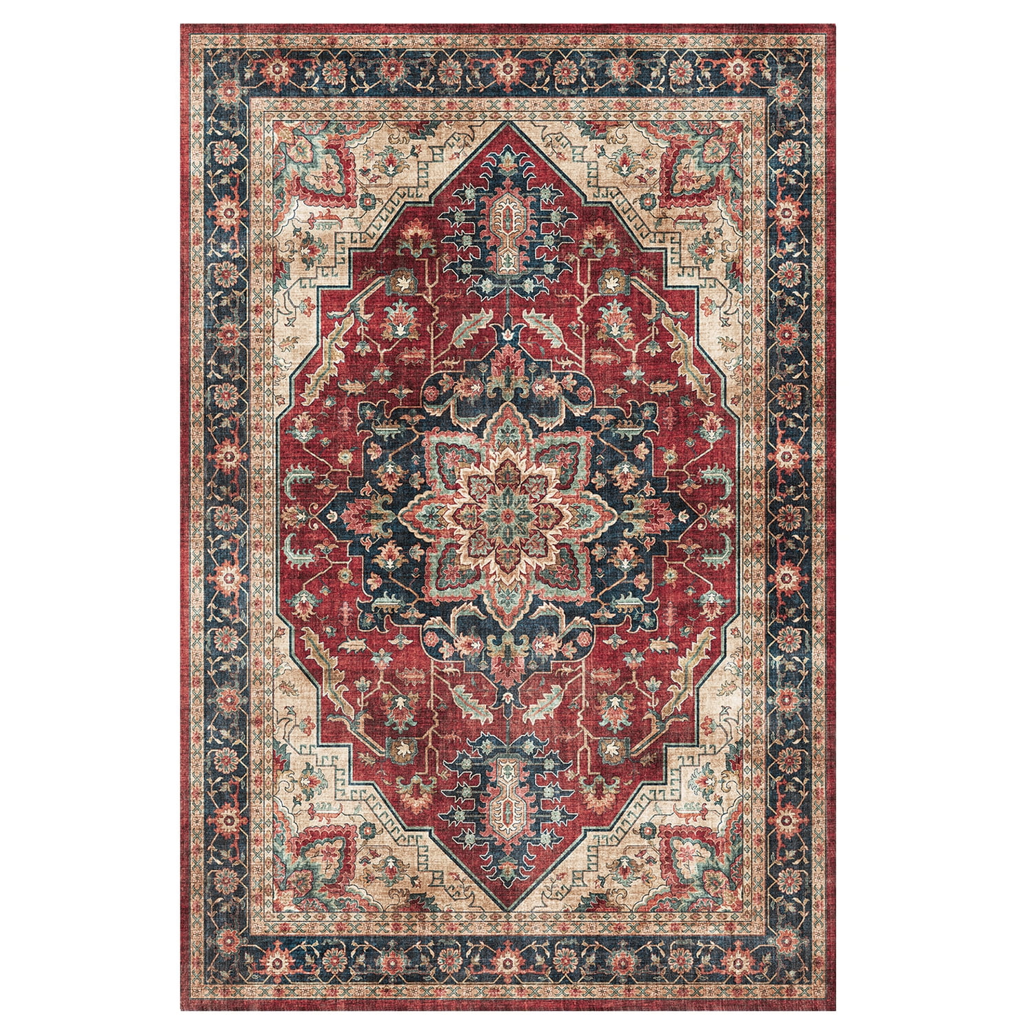 Crystal Print Soha Traditional Moroccan Red Area Rug, 9x13