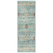 Crystal Print Tanis Traditional Moroccan Sage Non-Slip Washable Indoor Area Rug, 2x6 Runner
