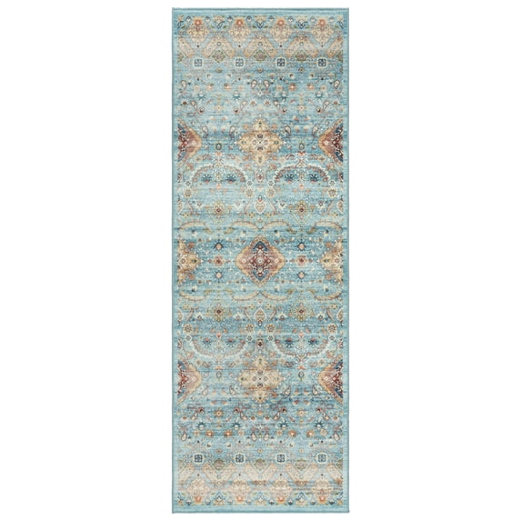 Crystal Print Tanis Traditional Moroccan Sage Non-Slip Washable Indoor Area Rug, 2x6 Runner