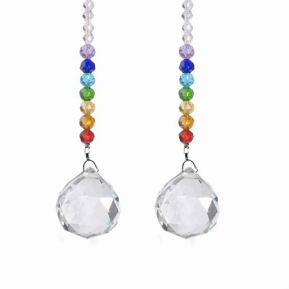 Crystal Prism Ball Chakra Colors Rondelle Beads Strand Design Rainbow Suncatcher