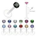 thumbnail image 1 of Crystal Prong Suction Lip Ring/Tragus/Cartilage/Conch Flat Back 16G UV (1.4mm) (Clear Round) B/4/5, 1 of 3