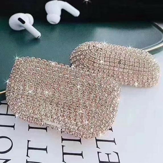 Crystal Protective AirPod Case For Airpods Pro 2019 Bling Glitter Diamond Sparkly Shockproof Wireless Charging Drop Proof Protection Case, Gold