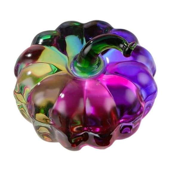 Crystal Pumpkin Decor, Glass Pumpkin Figurine, Colorful Miniature Pumpkin Ornament for Home and Office Decoration, 4x3cm Exquisite Pressed Glass Craftsmanship