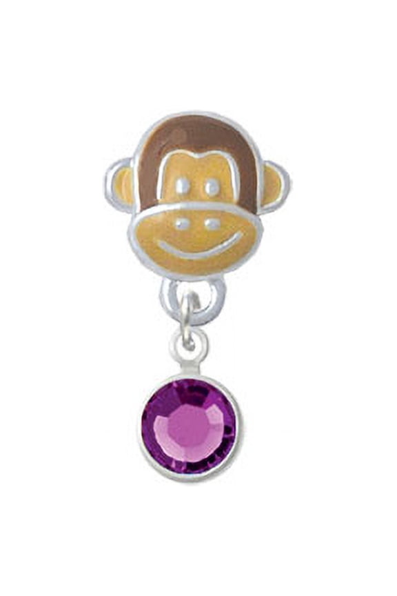 Crystal Purple Channel Drop - Monkey Face Charm Bead