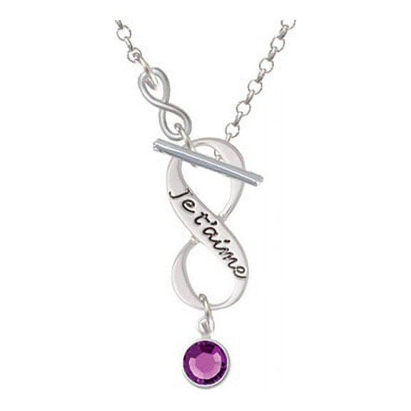 Crystal Purple Channel Drop - To Infinity Je t'aime Toggle Necklace