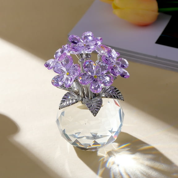 Crystal Purple FlowersDecoration for Living Room Romantic Presents for Her Wife Mom Anniversary Birthday