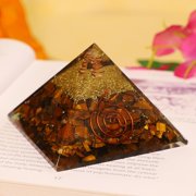 Crystal Pyramid Vastu For Home, Orgone Crystal Pyramid Showpieces - Tiger Eye | For Home D cor Items, Office Table Decorative Items | Crystal Pyramid Showpieces For Positive Energy
