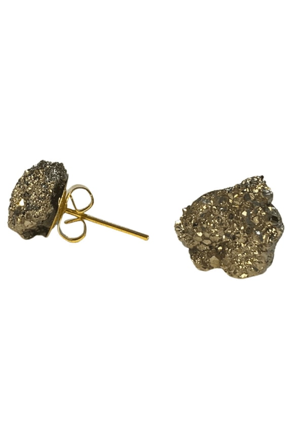 Crystal Pyrite Stone Stud Earrings