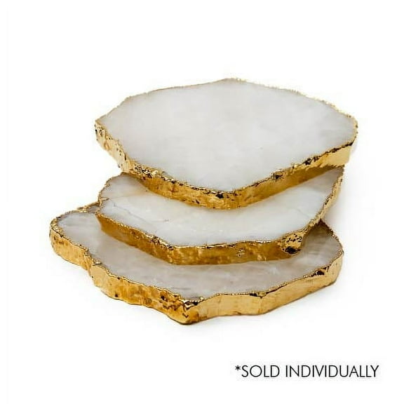 Clear Quartz Crystal Coaster (Gold sides)