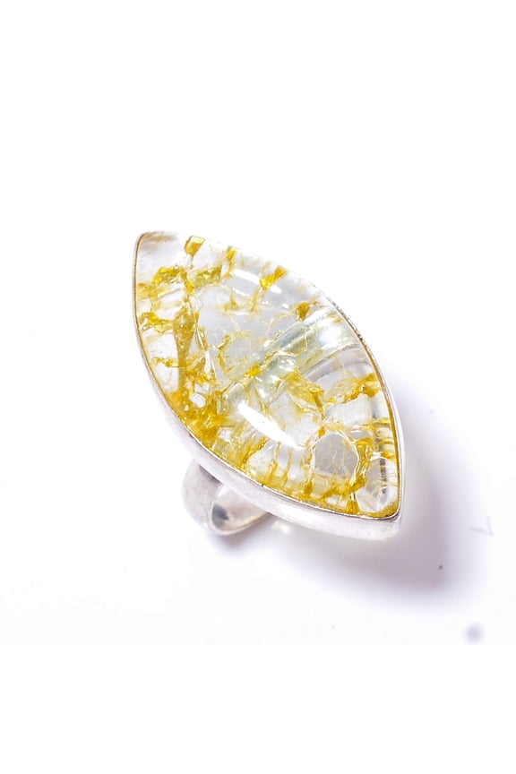 Crystal Quartz Gemstone 925 Sterling Silver Handmade Ring S.6 R168