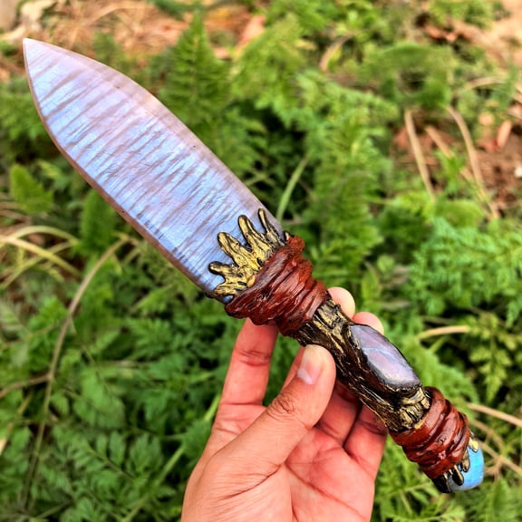 Crystal Quartz Knife Home Decor Handmade Carving Crystal,Obsidian Opal Labradorite Moonstone Arrows Gift, Altar Tool Sculpture