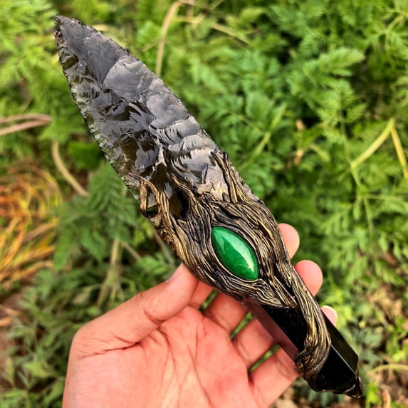 Crystal Quartz Knife Home Decor Handmade Carving Crystal,Obsidian Opal Labradorite Moonstone Arrows Gift, Altar Tool Sculpture