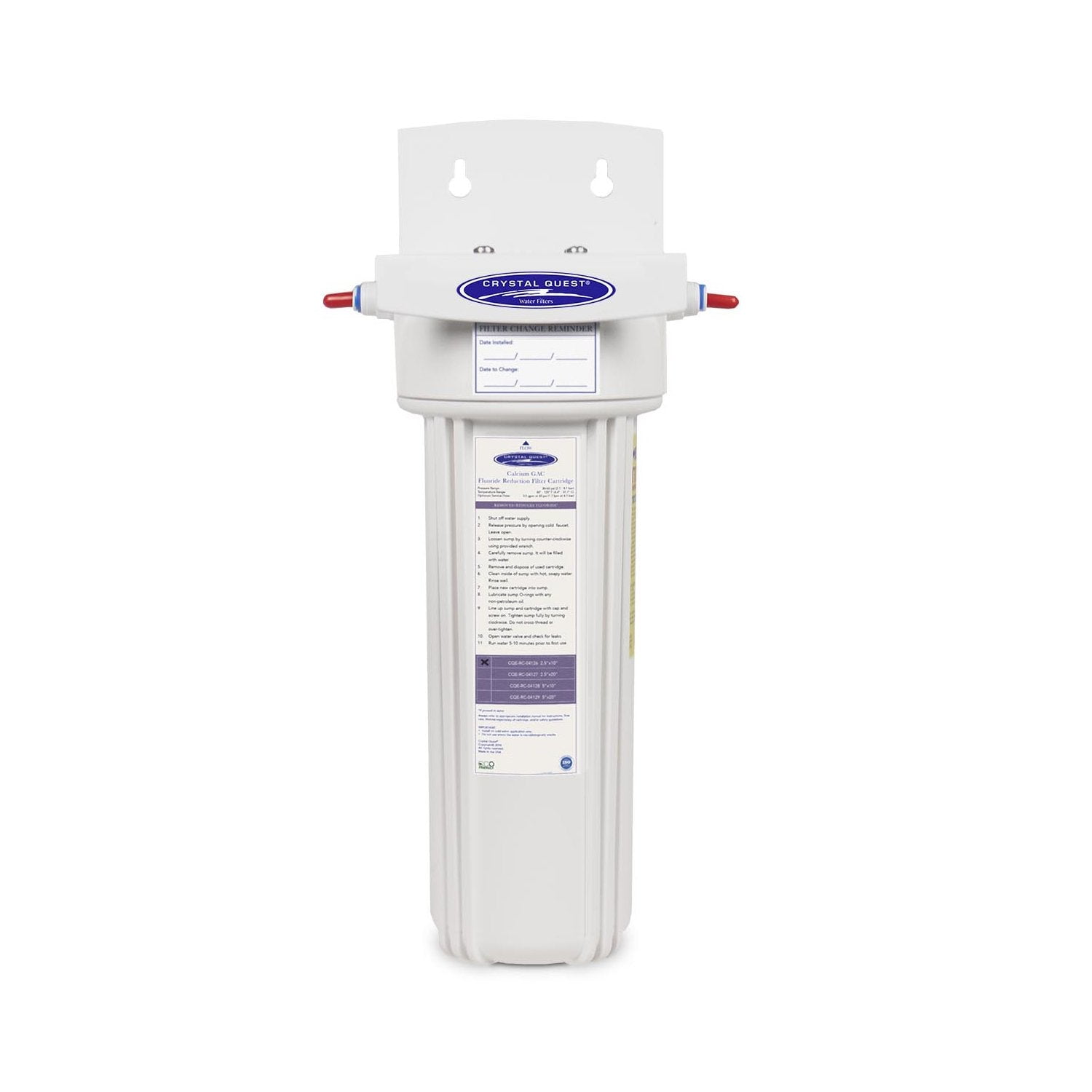 Crystal Quest Fluoride Removal Refrigerator / In-line Water Filter System Single