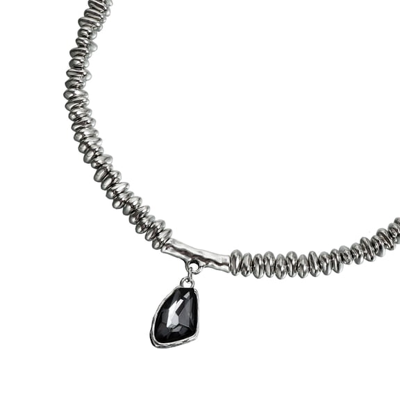 Crystal Reflective Alloy Necklace Multi Faceted Pendant Jewelry Stylish Collarbone Chian Accessory Gift For Women