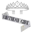 thumbnail image 1 of Crystal Rhinestone Bridal Tiara & Birthday Queen Sash, Wedding Crown for Women Flower Girls Birthday Headband - style2;, 1 of 5