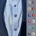 thumbnail image 1 of Crystal Rhinestone Button Covers, Flower Sleeve Decorative Buttons Cover, Button Clips for Shirts, Detachable Shirt Button Clips Buttons Jewelry for Dress Suit Tux Shirt Tuxedo Accessories, 1 of 8