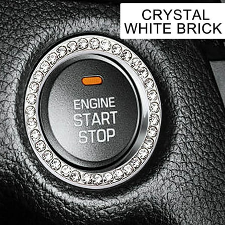 Crystal Rhinestone Car Engine Start Stop Decoration Ring, Bling Car Interior Accessories for Women, Push to Start Button Cover/Sticker, Key Ignition and Knob Bling Ring