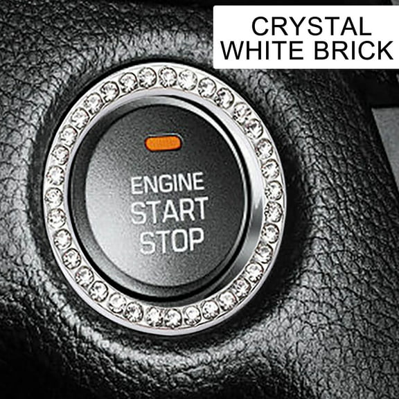 Crystal Rhinestone Car Engine Start Stop Decoration Ring, Bling Car Interior Accessories for Women, Push to Start Button Cover/Sticker, Key Ignition and Knob Bling Ring
