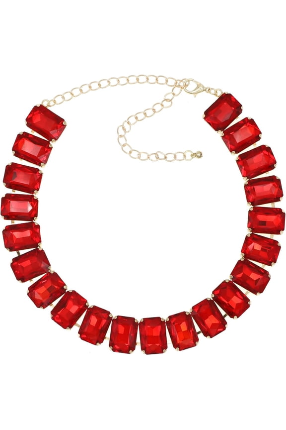 Crystal Rhinestone Choker Collar Necklace For Women Emerald Statement Piece Sparkly Colorful Crystal Neck Gold Chain Necklace[o5236]