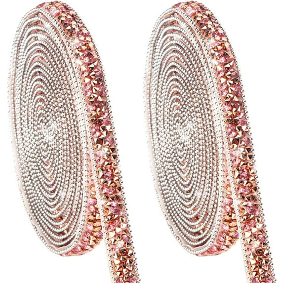 Crystal Rhinestone Diamond Ribbon,Bexikou 2 Rolls Self Adhesive Diamond Bling Rhinestone Ribbon Roll,DIY Decoration Sticker for Valentine Birthday Gifts Crafts Party Decor(6 Yards)