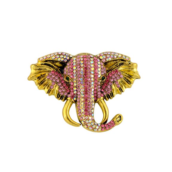 Crystal Rhinestone Elephant Brooch Pin for Animal Themed Parties, Mother's Day - Pink