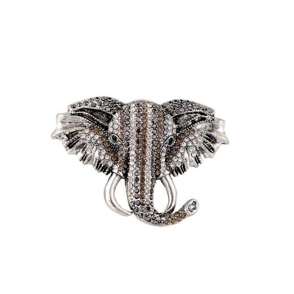 Crystal Rhinestone Elephant Brooch Pin for Animal Themed Parties, Mother's Day - Silver