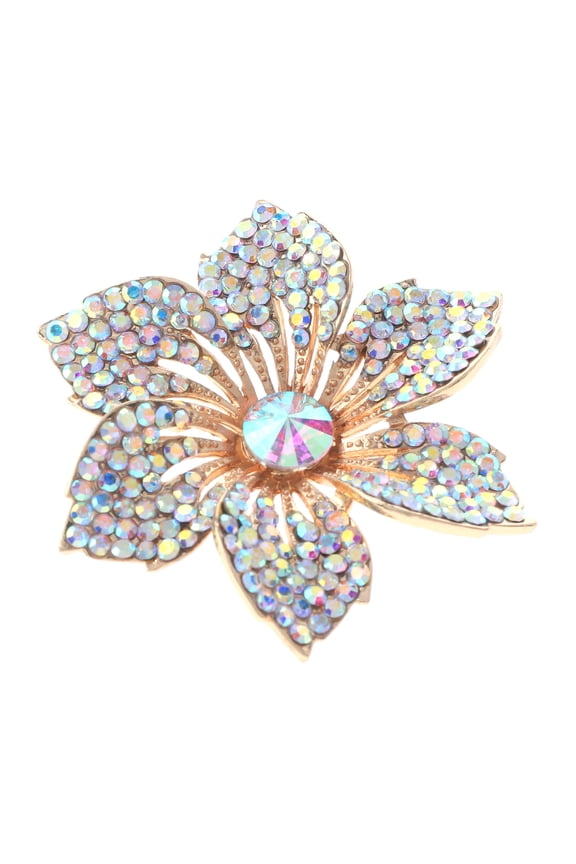 Crystal Rhinestone Flower Brooch