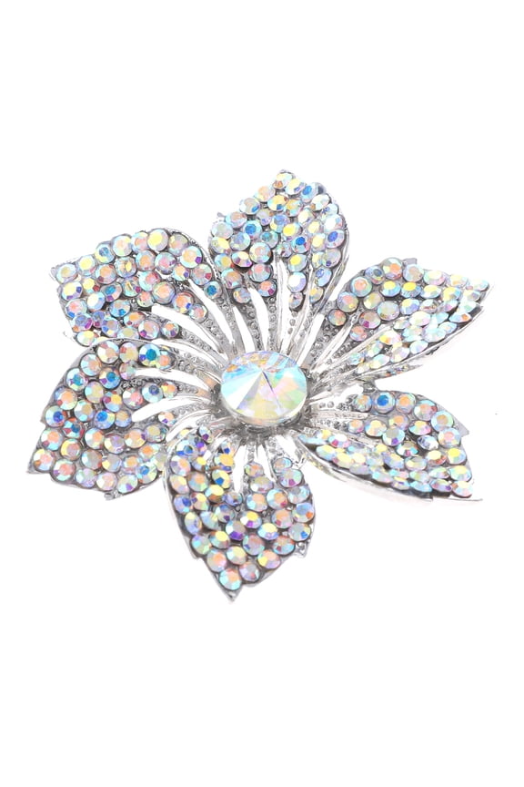 Crystal Rhinestone Flower Brooch