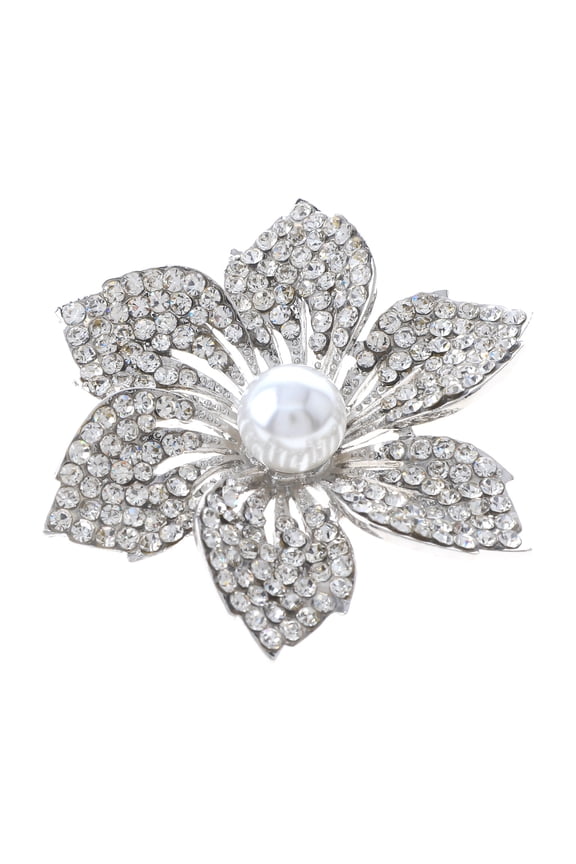 Crystal Rhinestone Flower Brooch