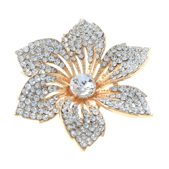 Crystal Rhinestone Flower Brooch