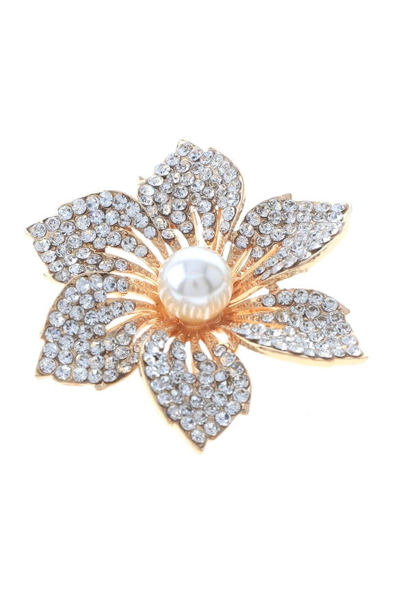 Crystal Rhinestone Flower Brooch