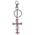 thumbnail image 1 of Crystal Rhinestone God Blessed Flower Floral Holy Cross Hook Key Chain, Pink, 1 of 6