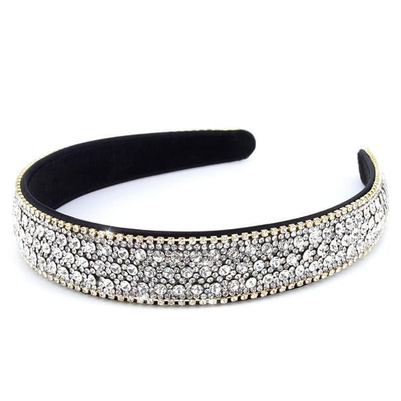 Crystal Rhinestone Headband Fashion Bling Diamond Padded Headband Glitter Sparkly Silver Headband Birthday Girl Bridal Headband Hair Accessories For Women Ladies (Silver)