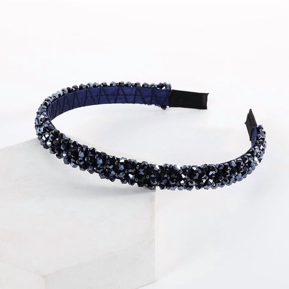 Crystal Rhinestone Headbands for Women Girls Double Rows Sparkly Beaded Hair Hoops Clear Weave Narrow Hair Bands Hair Accessories