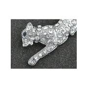Crystal Rhinestone Jaguar Panther Animal Crouching Fashion Pin Brooch Pendant