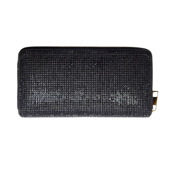 Crystal Rhinestone Pave Zipper Wallet