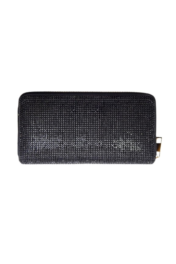 Crystal Rhinestone Pave Zipper Wallet