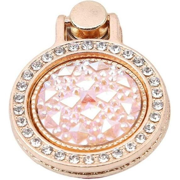 Crystal Rhinestone Phone Ring Stand Holder Foldable Metal Finger Ring Grip Kickstand (pink)