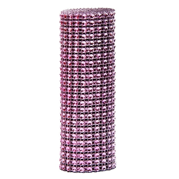 Crystal Rhinestone Ribbon, 24-Row Plastic Shiny Diamond Rhinestone Mesh Wrap Roll for Crafts, Costumes, Wedding Decor, and DIY Embellishments