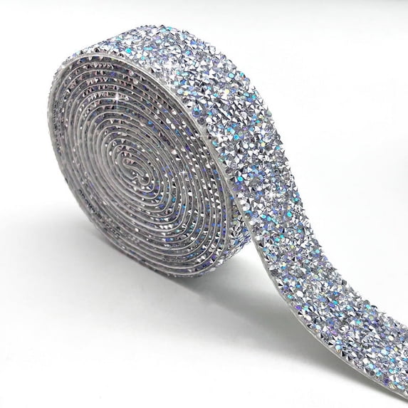 Crystal Rhinestone Ribbon Bling Diamond Ribbon Wrap Roll for Wedding Crafts DIY Resin Rhinestone Ribbons Self Adhesive Crystal Rhinestones Ribbon Stickers Birthday Cakes Decor