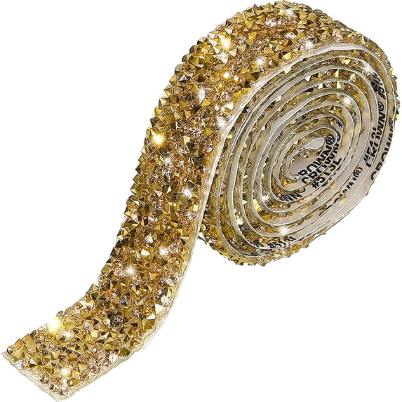 Crystal Rhinestone Ribbon Bling Diamond Ribbon Wrap Roll for Wedding Crafts DIY Resin Rhinestone Ribbons Self Adhesive Crystal Rhinestones Ribbon Stickers Birthday Cakes Decor