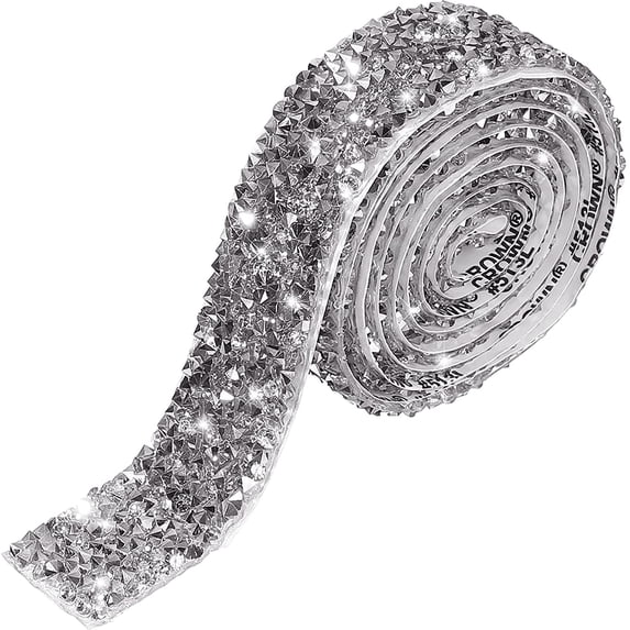 Crystal Rhinestone Ribbon Bling Diamond Ribbon Wrap Roll for Wedding Crafts DIY Resin Rhinestone Ribbons Self Adhesive Crystal Rhinestones Ribbon Stickers Birthday Cakes Decor
