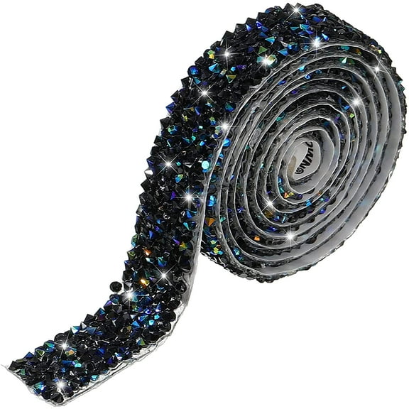 Crystal Rhinestone Ribbon Bling Diamond Ribbon Wrap Roll for Wedding Crafts DIY Resin Rhinestone Ribbons Self Adhesive Crystal Rhinestones Ribbon Stickers Birthday Cakes Decor