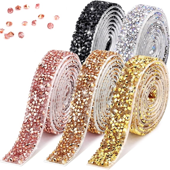Crystal Rhinestone Ribbon Bling Diamond Ribbon Wrap Roll for Wedding Crafts DIY Resin Rhinestone Ribbons Self Adhesive Crystal Rhinestones Ribbon Stickers Birthday Cakes Decor