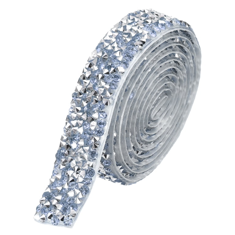 Uxcell Crystal Rhinestone Ribbon Roll 1 Yard x 0.6 inch Self