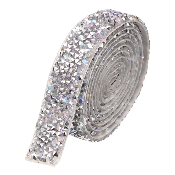 Crystal Rhinestone Ribbon Roll, 1 Yard x 3/5 Inch Self-Adhesive Rhinestone Strips Silver Black