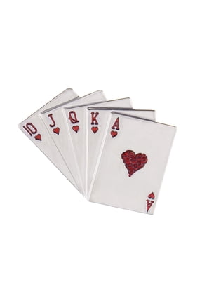 Crystal Rhinestone Royal Flush Poker Playing Hand Cards Brooch Pin