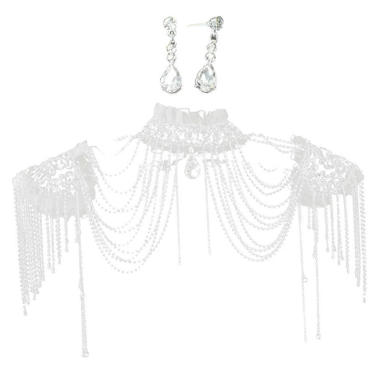 Lace Shoulder Necklace Crystal bridal Collar Choker Wedding shoulder  Rhinestone